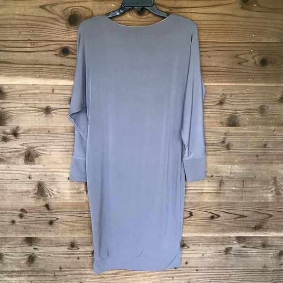 Lemon & Buzz Gray Dolman Sleeve Banded Hem Midi Dress Size Medium - Picture 7 of 13